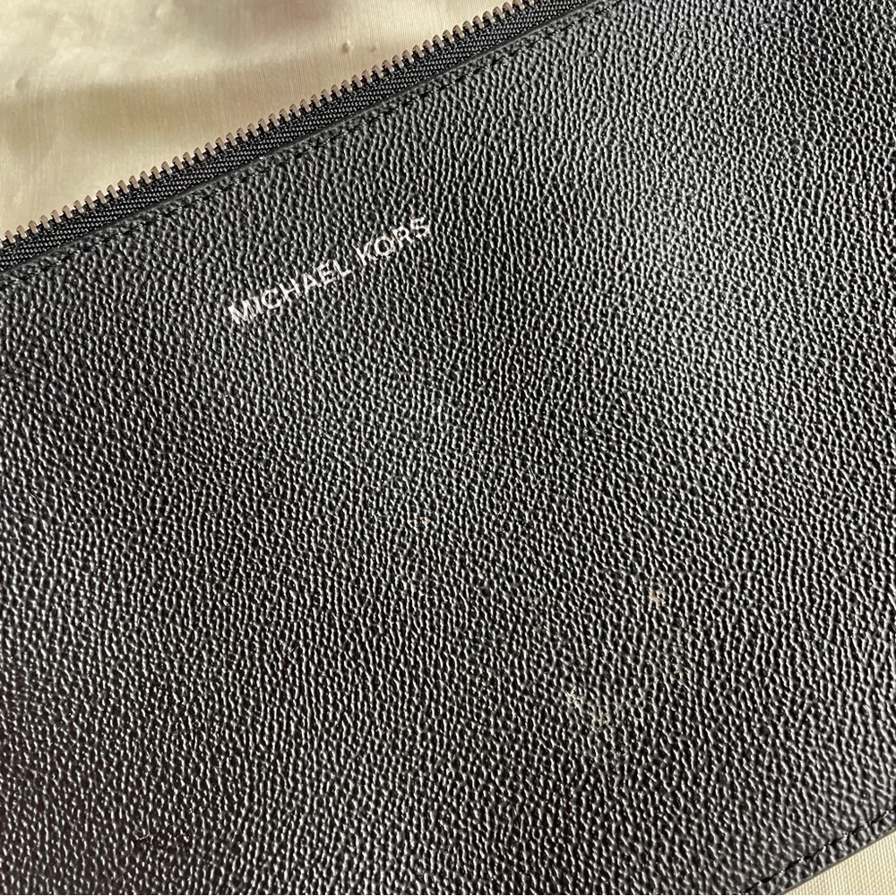 Michael Kors- Black Leather Tote Bag Everyday Work Casual Minimal With Wallet - Picture 12 of 13